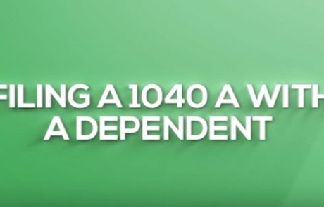 White text on green background reads, "Filing a 1040 A With Dependent"